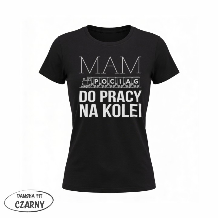 Koszulka - Mam pociąg do pracy na kolei - Galeria - (02)_F190_LADY_Black