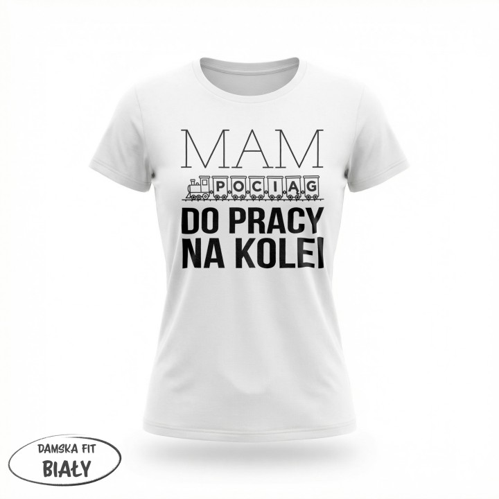 Koszulka - Mam pociąg do pracy na kolei - Galeria - (01)_F190_LADY_White