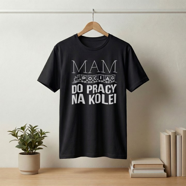 Koszulka - Mam pociąg do pracy na kolei - Galeria - (000_1)_UNI_BLACK
