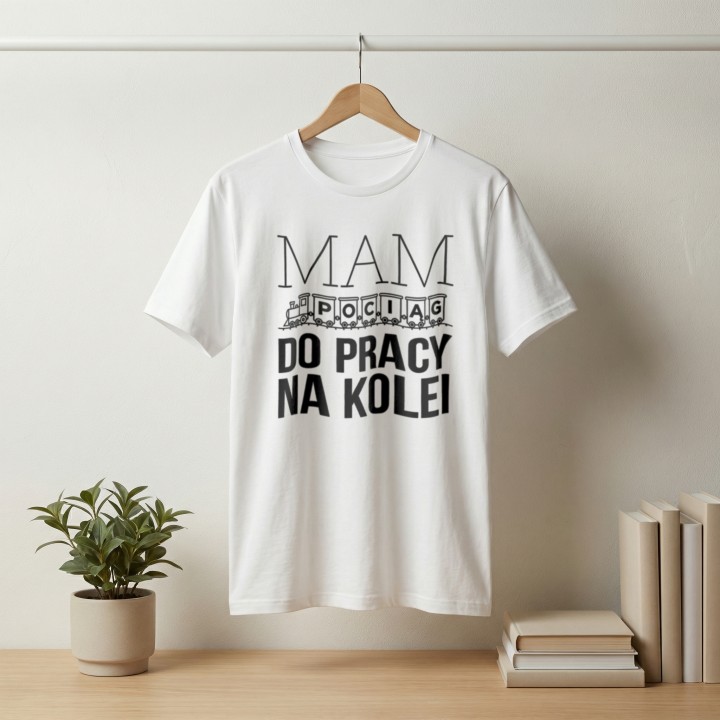 Koszulka - Mam pociąg do pracy na kolei - Galeria - (000_2)_UNI_WHITE