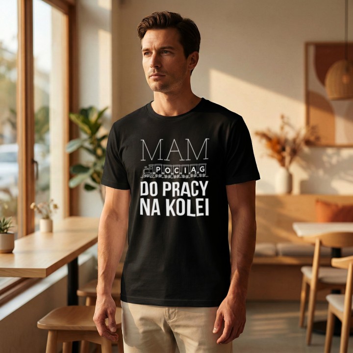 Koszulka - Mam pociąg do pracy na kolei - Galeria - (000_1)_UNI_BLACK