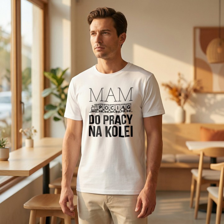 Koszulka - Mam pociąg do pracy na kolei - Galeria - (000_2)_UNI_WHITE