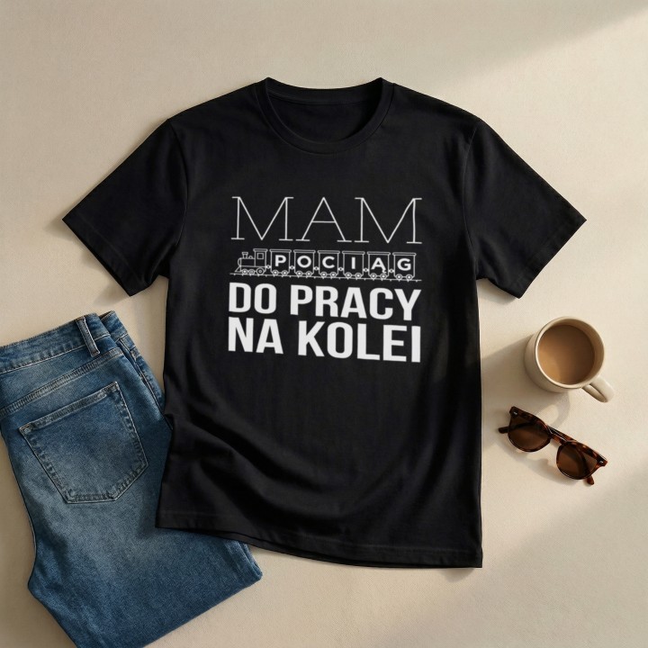 Koszulka - Mam pociąg do pracy na kolei - Galeria - (000_1)_UNI_BLACK