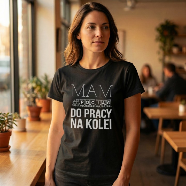 Koszulka - Mam pociąg do pracy na kolei - Galeria - (000_1)_UNI_BLACK