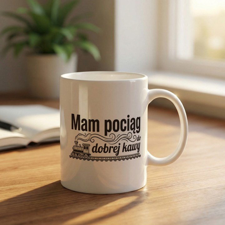 Kubek dla kolejarza - mam pociąg do dobrej kawy - Main - (B)_1_Basic-White_11Oz