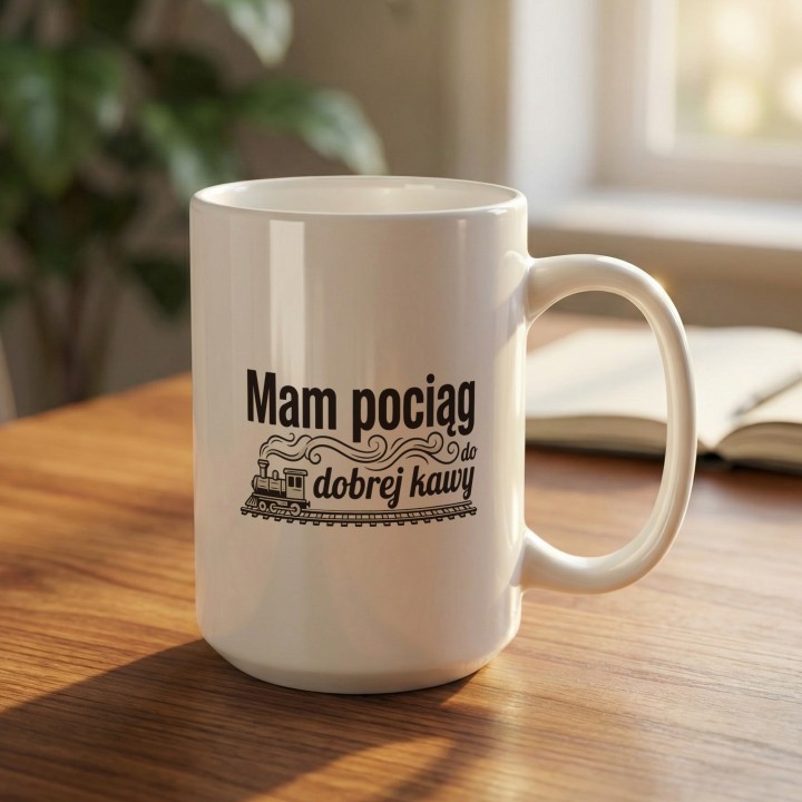 Kubek dla kolejarza - mam pociąg do dobrej kawy - Main - (B)_1_Basic_White_15Oz