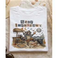 Koszulka Szop Imprezowy – T-shirt dla królów letniego chaosu