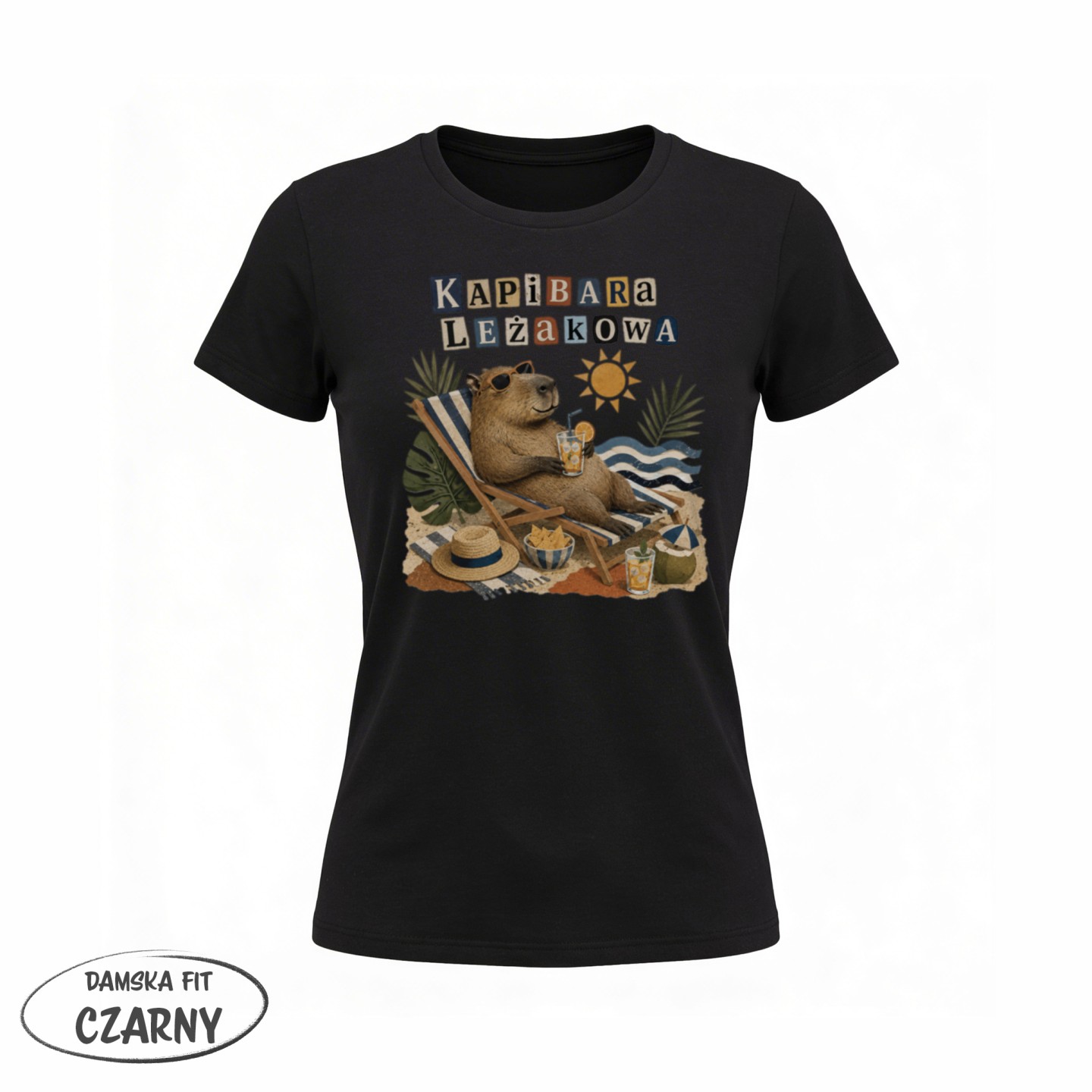 Koszulka - Kapibara Leżakowa - Galeria - (02)_F190_LADY_Black