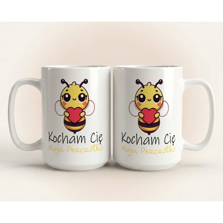Kubek z nadrukiem pszczółki „Kocham Cię Moja Pszczółko” – słodki prezent dla par
