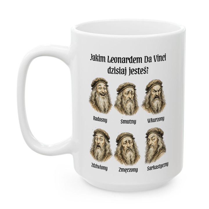 Kubek - Jakim Leonardem Da Vinci dzisiaj jesteś? - Main - (B)_1_Basic_White_15Oz