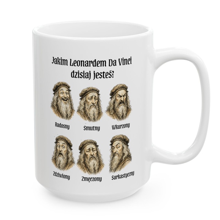 Kubek - Jakim Leonardem Da Vinci dzisiaj jesteś? - Main - (B)_1_Basic_White_15Oz