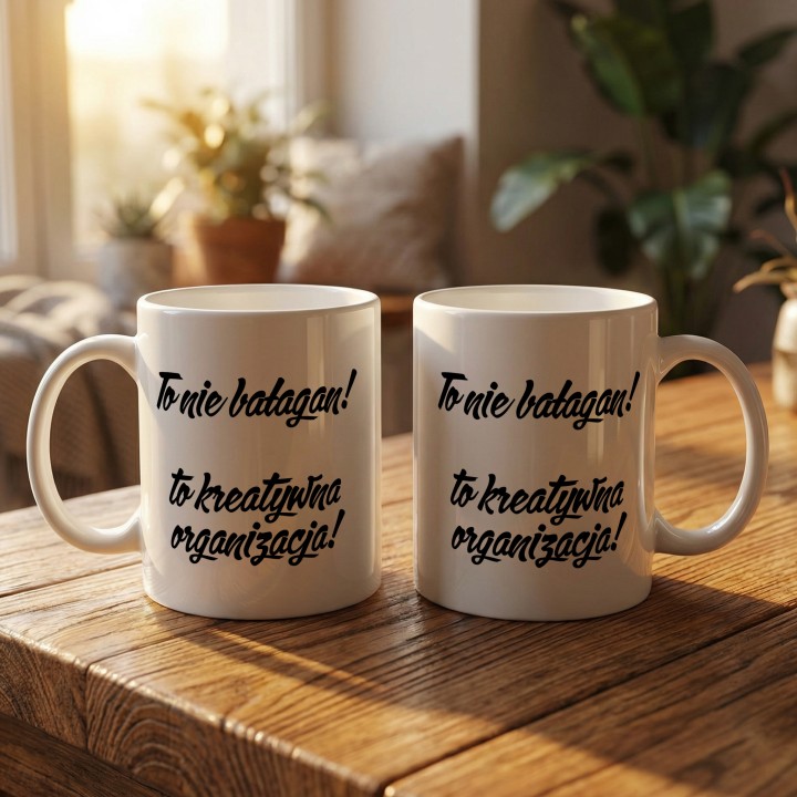 Kubek - To nie bałagan! To kreatywna organizacja - Main - (B)_1_Basic-White_11Oz