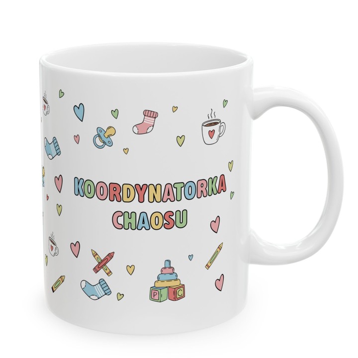 Kubek „Koordynatorka Chaosu” – pastelowy prezent dla mamy lub przedszkolanki