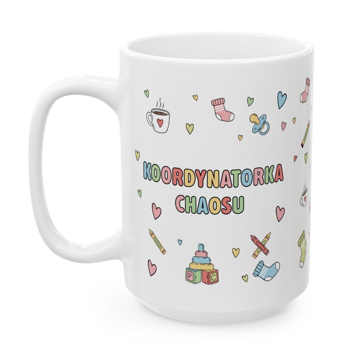 Kubek „Koordynatorka Chaosu” – pastelowy prezent dla mamy lub przedszkolanki