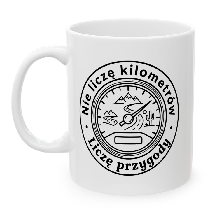 Kubek dla motocyklisty - Nie liczę kilometrów, liczę przygody - Main - (B)_1_Basic-White_11Oz