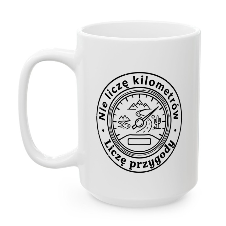 Kubek dla motocyklisty - Nie liczę kilometrów, liczę przygody - Main - (B)_1_Basic_White_15Oz