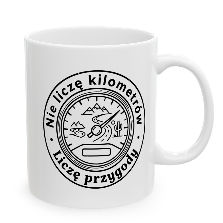 Kubek dla motocyklisty - Nie liczę kilometrów, liczę przygody - Main - (B)_1_Basic-White_11Oz