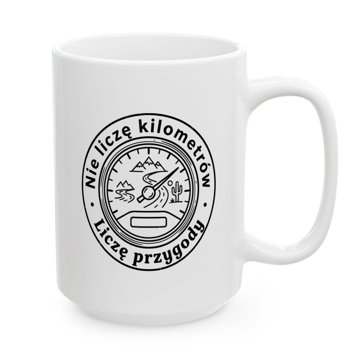Kubek dla motocyklisty - Nie liczę kilometrów, liczę przygody - Main - (B)_1_Basic_White_15Oz