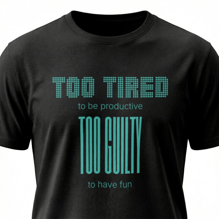 Koszulka - Too tired to be productive - Galeria - (000_1)_UNI_BLACK