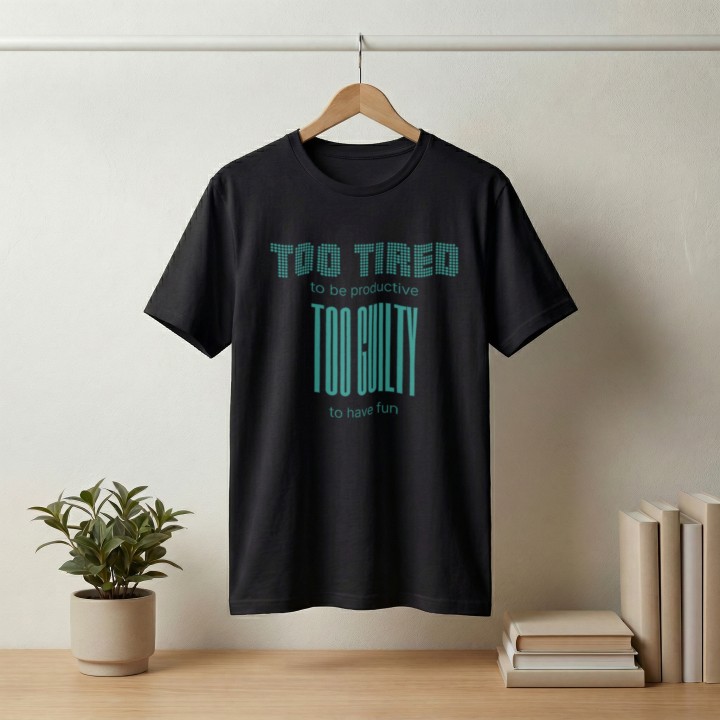Koszulka - Too tired to be productive - Galeria - (000_1)_UNI_BLACK