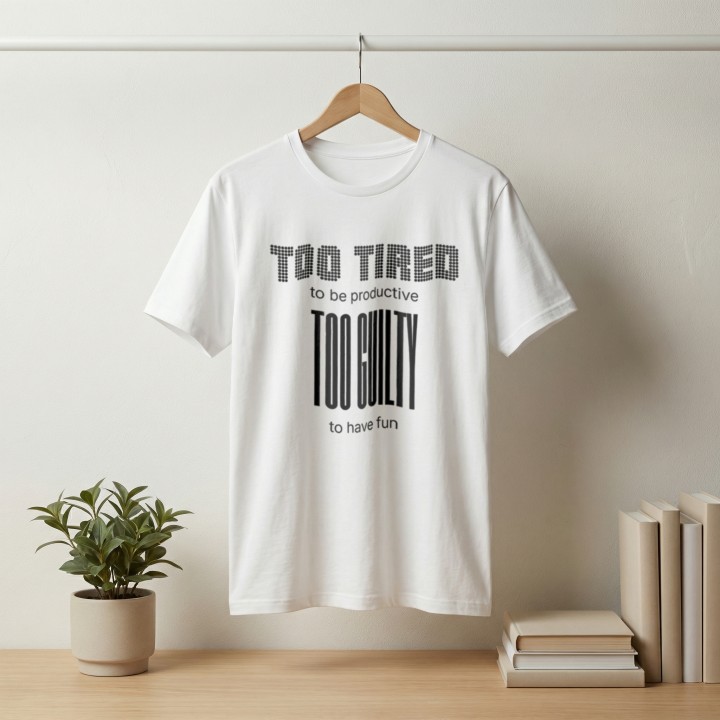 Koszulka - Too tired to be productive - Galeria - (000_2)_UNI_WHITE