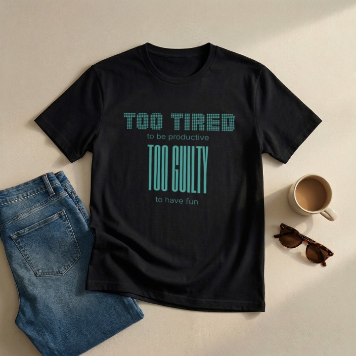 Koszulka - Too tired to be productive - Galeria - (000_1)_UNI_BLACK