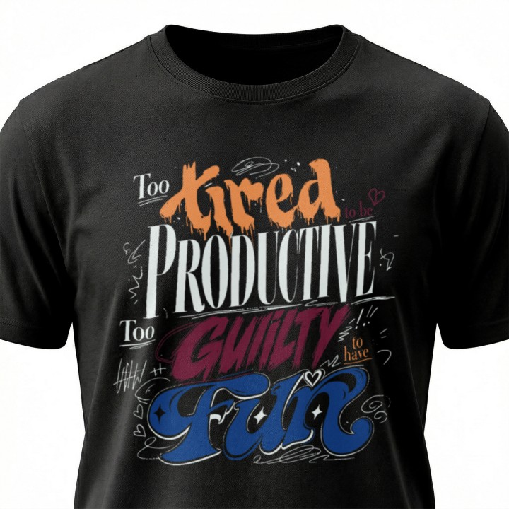 Koszulka - To tired to be productive - Galeria - (000_1)_UNI_BLACK