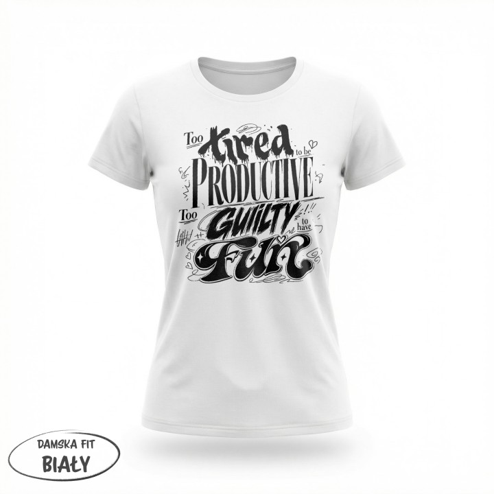 Koszulka - To tired to be productive - Galeria - (01)_F190_LADY_White