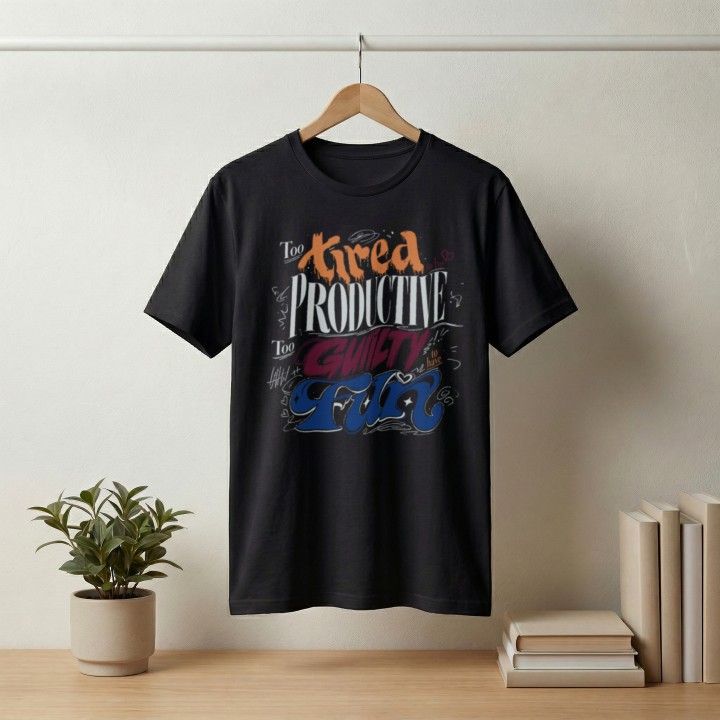 Koszulka - To tired to be productive - Galeria - (000_1)_UNI_BLACK