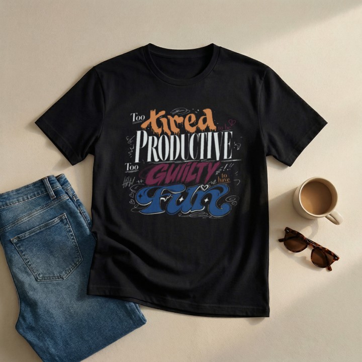 Koszulka - To tired to be productive - Galeria - (000_1)_UNI_BLACK