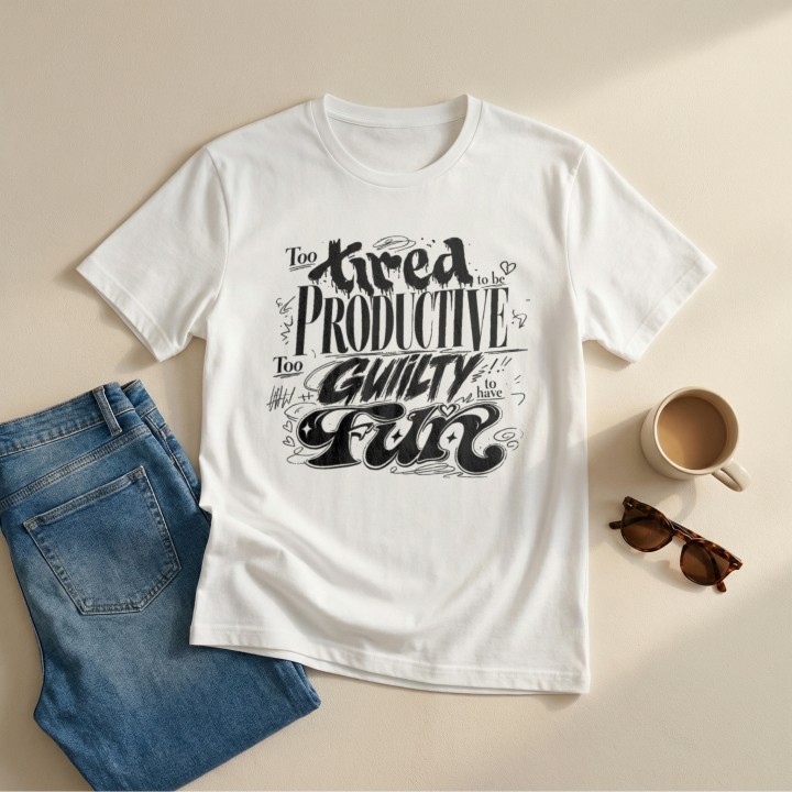 Koszulka - To tired to be productive - Galeria - (000_2)_UNI_WHITE