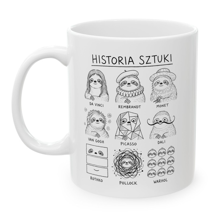 Kubek - Historia sztuki z Leniwcem - Main - (B)_1_Basic-White_11Oz