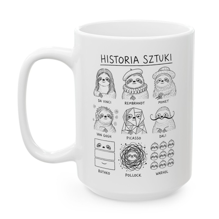 Kubek - Historia sztuki z Leniwcem - Main - (B)_1_Basic_White_15Oz