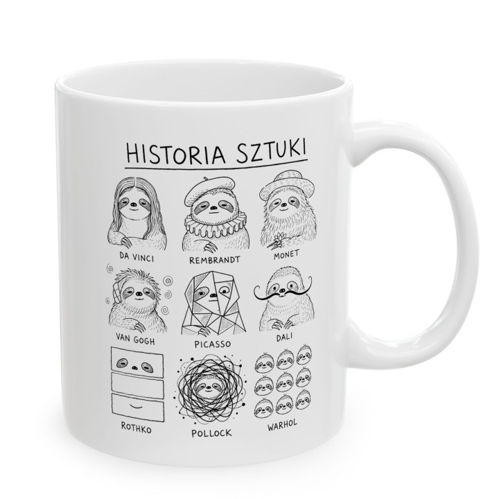 Kubek - Historia sztuki z Leniwcem - Main - (B)_1_Basic-White_11Oz