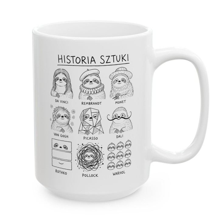 Kubek - Historia sztuki z Leniwcem - Main - (B)_1_Basic_White_15Oz