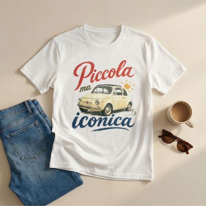 Koszulka - Vita al Sole - Fiat 500 Piccola ma iconica - Galeria - (000_2)_UNI_WHITE