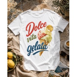 Koszulka Dolce vita gelata – włoski nadruk z lodami