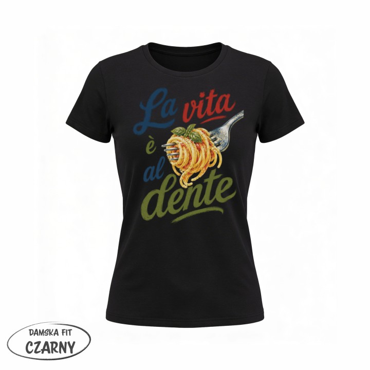 Koszulka - Vita al Sole - Makaron - La vita è al dente - Galeria - (02)_F190_LADY_Black