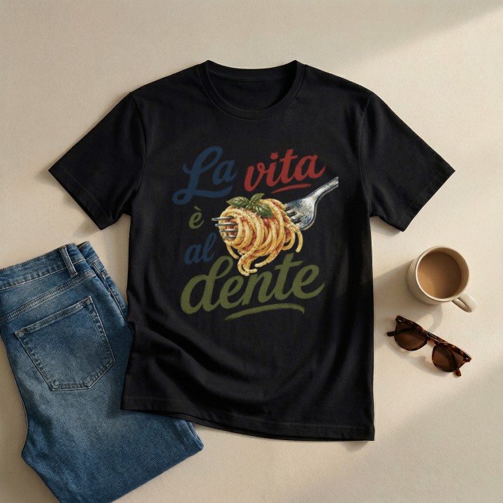 Koszulka - Vita al Sole - Makaron - La vita è al dente - Galeria - (000_1)_UNI_BLACK