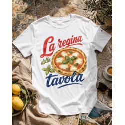 Koszulka La regina della tavola – włoski nadruk z pizzą