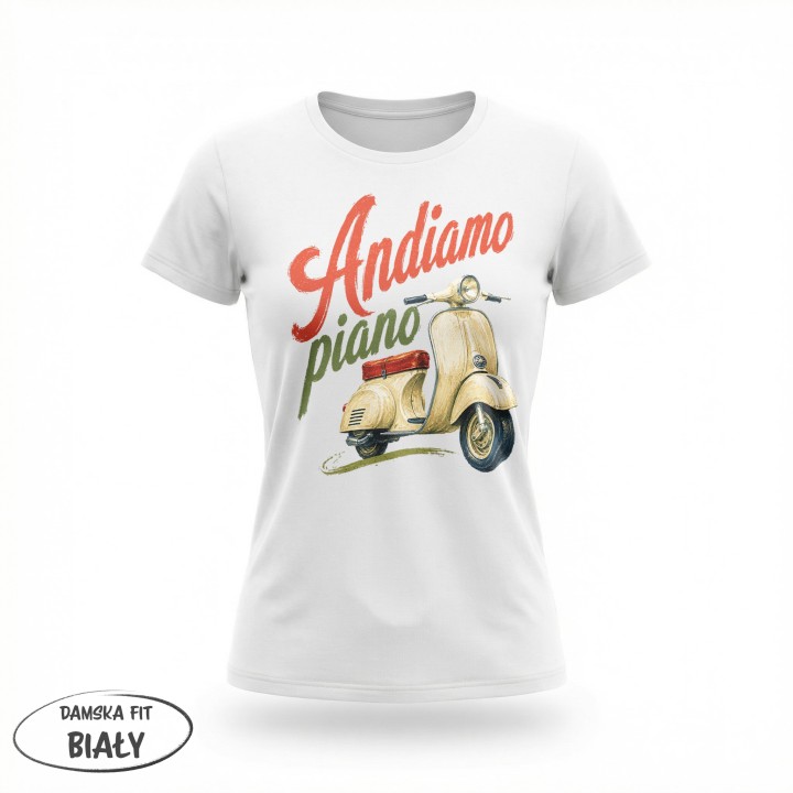 Koszulka La regina della tavola – Vespa Andiamo piano - Galeria - (01)_F190_LADY_White
