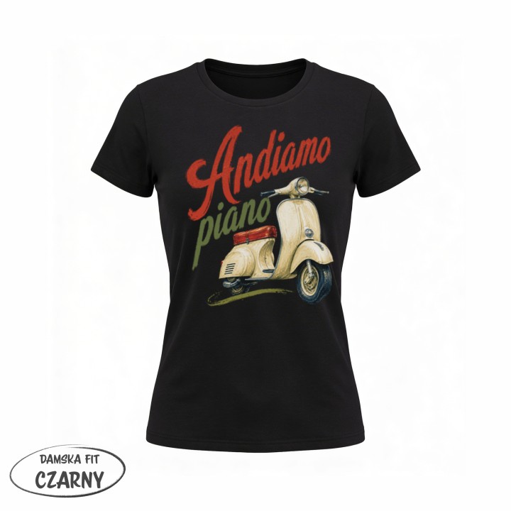 Koszulka La regina della tavola – Vespa Andiamo piano - Galeria - (02)_F190_LADY_Black