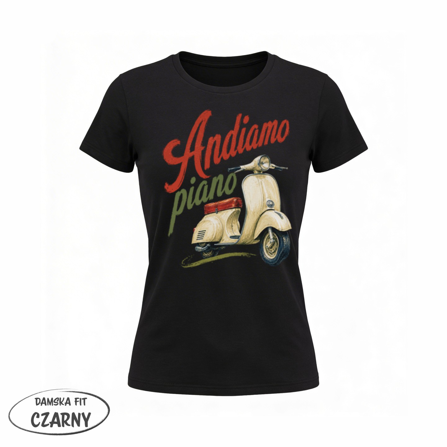 Koszulka La regina della tavola – Vespa Andiamo piano - Galeria - (02)_F190_LADY_Black