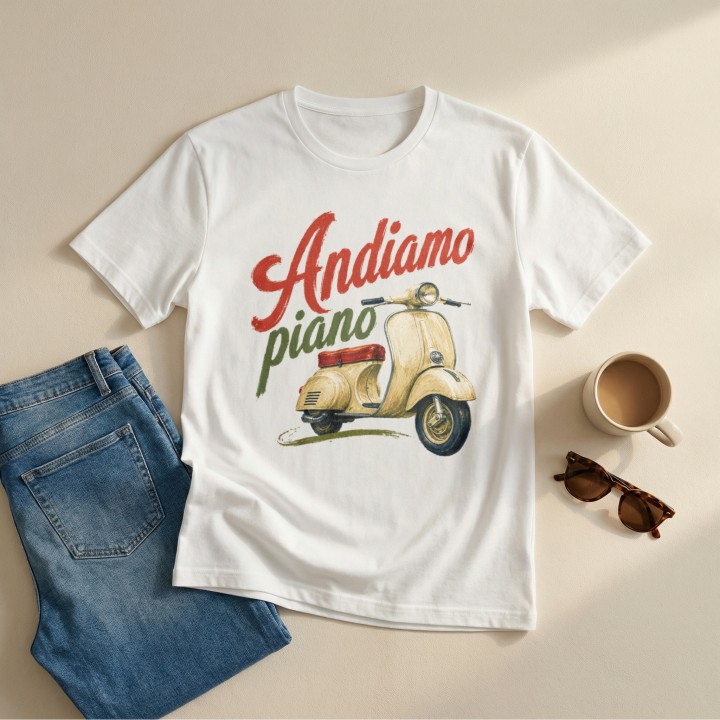 Koszulka La regina della tavola – Vespa Andiamo piano - Galeria - (000_2)_UNI_WHITE