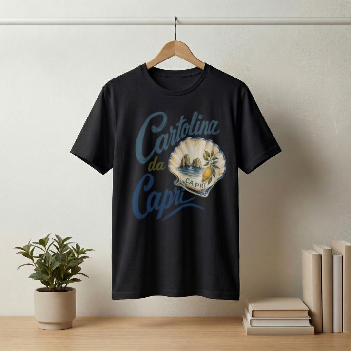 Koszulka - Vita al Sole - Małża Cartolina da Capri - Galeria - (000_1)_UNI_BLACK