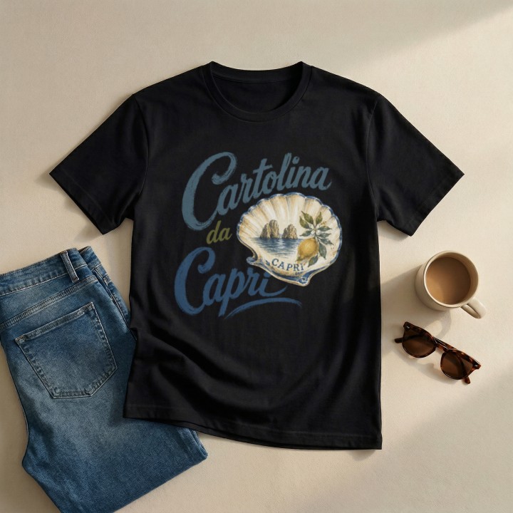 Koszulka - Vita al Sole - Małża Cartolina da Capri - Galeria - (000_1)_UNI_BLACK
