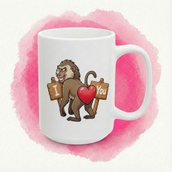 Kubek „I Love You” z małpą pawianem - prezent, który mówi to… tyłem