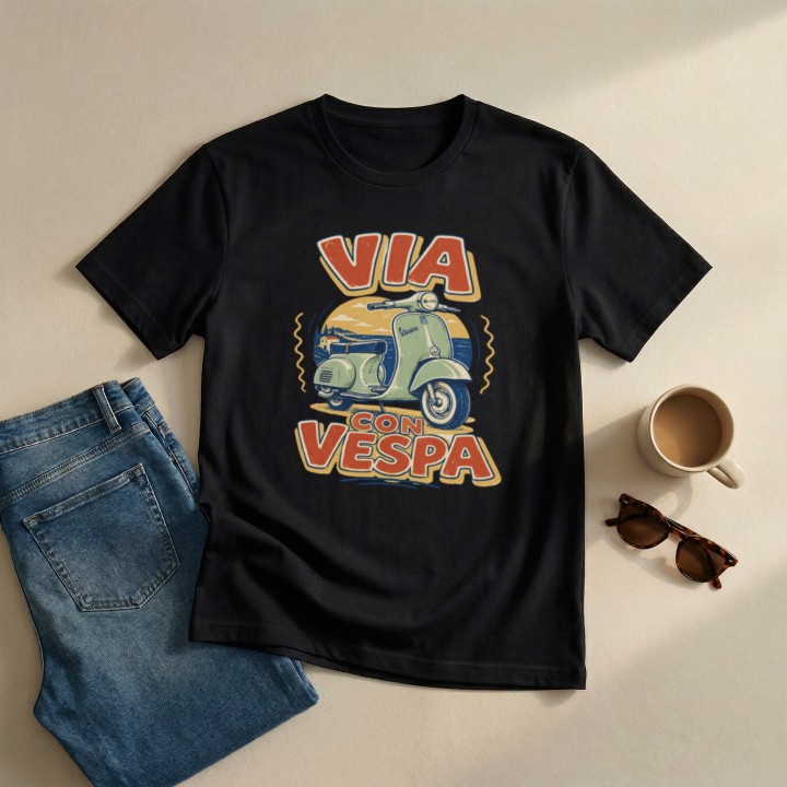 Koszulka - Vita al Sole - Vespa - Galeria - (000_1)_UNI_BLACK