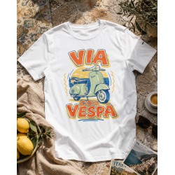 Koszulka Vespa z retro nadrukiem | Vita al Sole – włoski styl