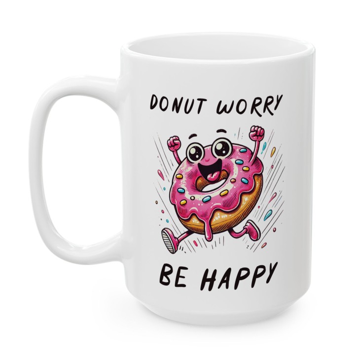Donut worry be happy - Main - (B)_1_Basic_White_15Oz
